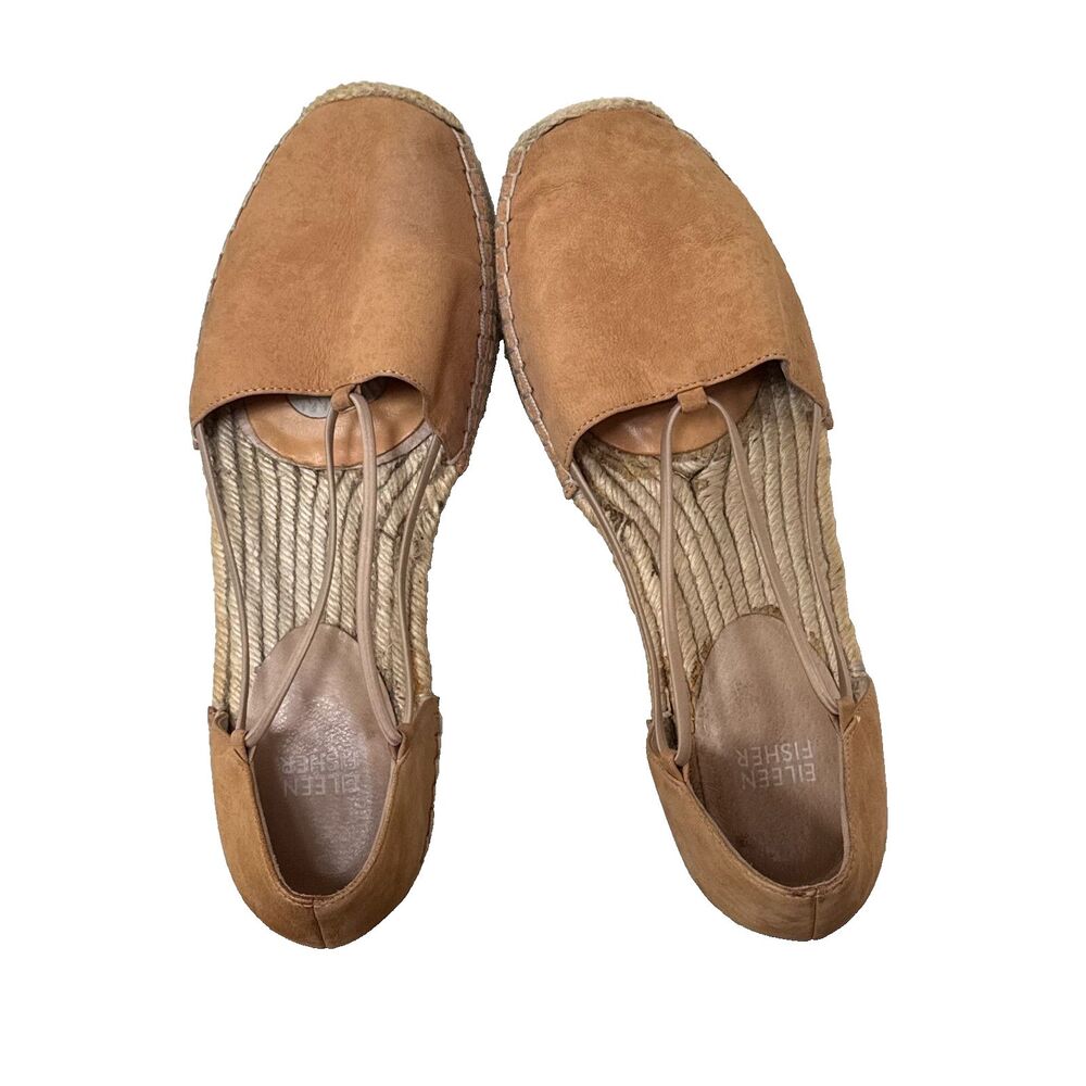 Eileen Fisher Suede Espadrille Flats Boho Resort Vacation Shoes Size 9